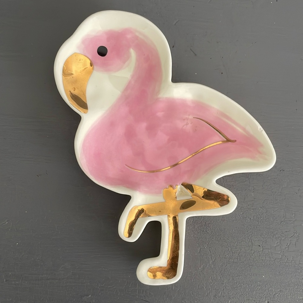 Flamingo ceramic trinket tray